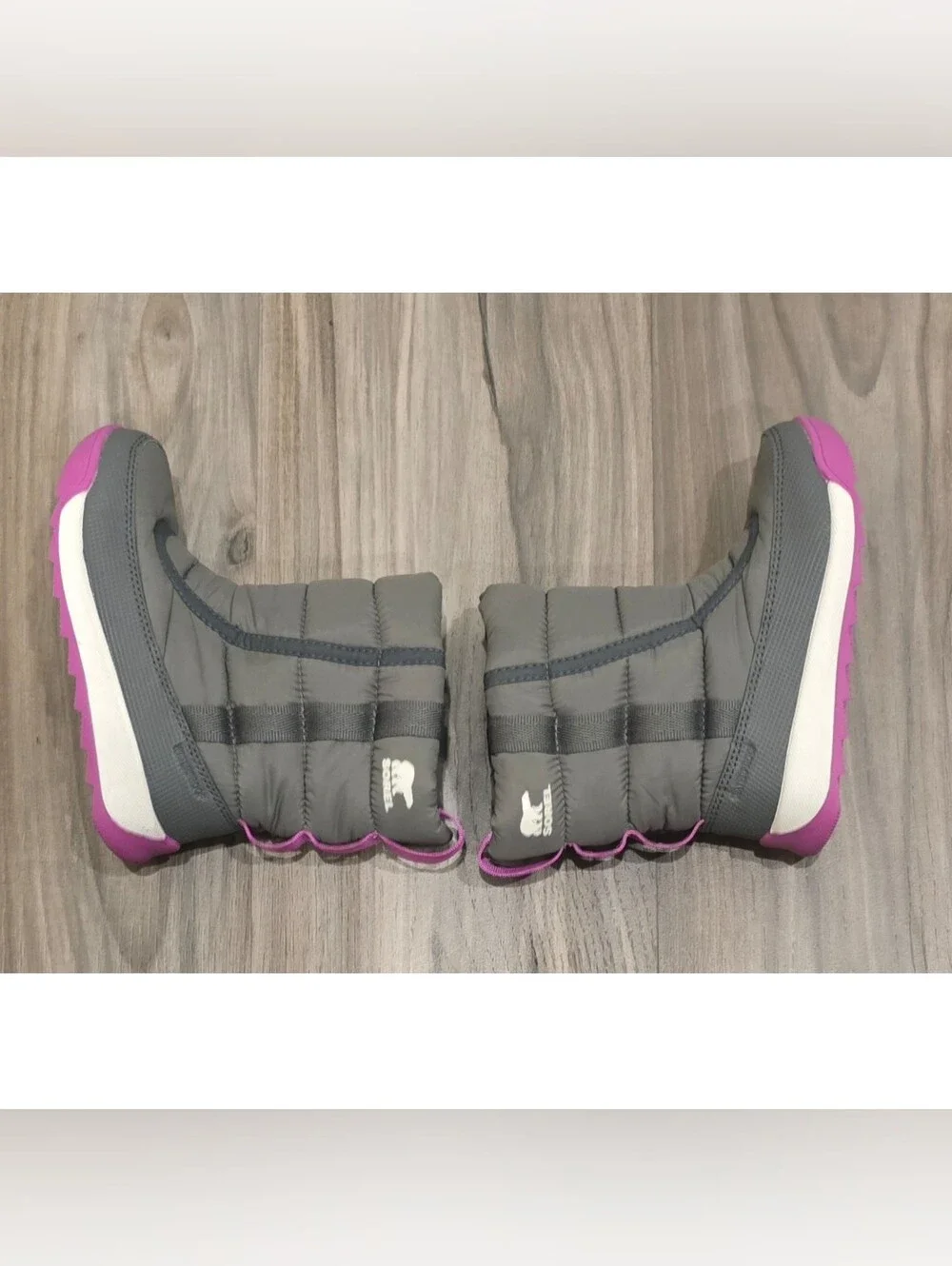Sorel Whitney II Puffy Mid Waterproof Winter Boots Gray Purple Toddler Size 10